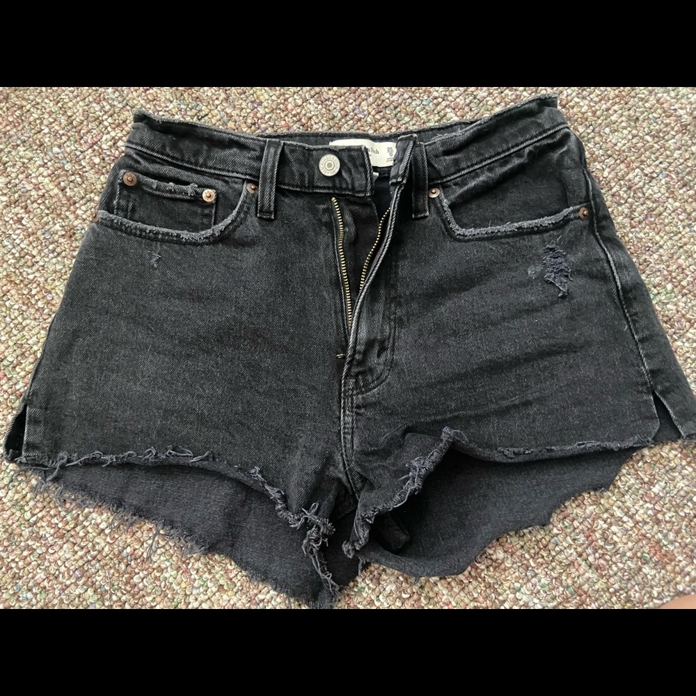 Black denim shorts